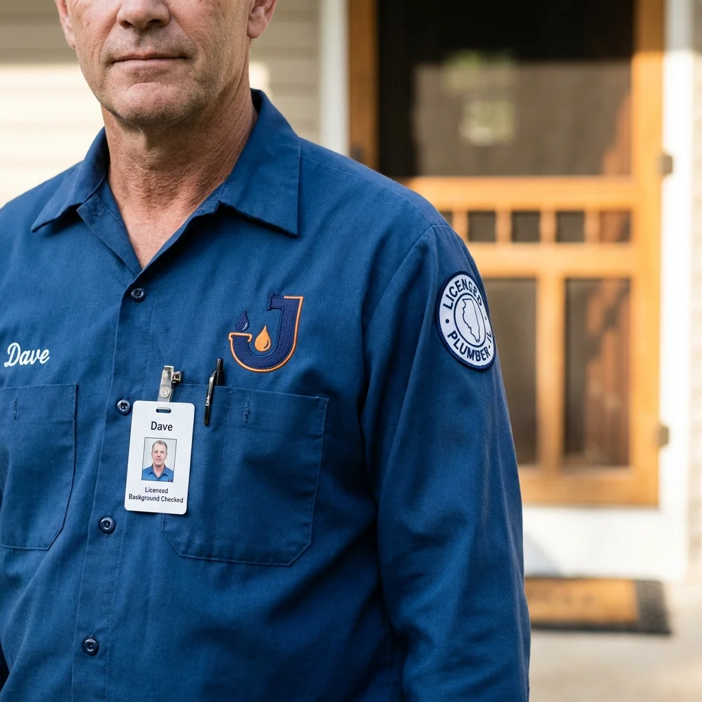Licensed plumber showing ID badge in Vanceburg, KY