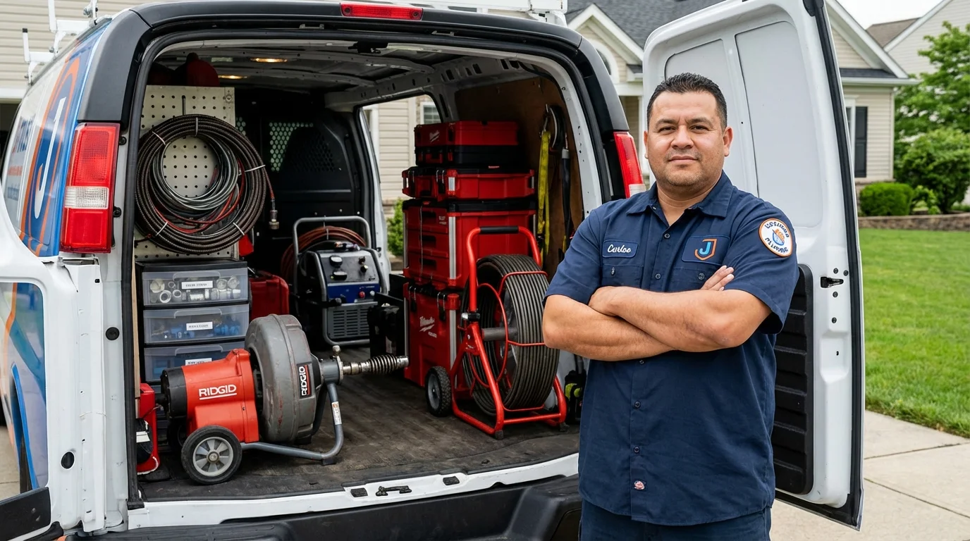 Professional drain cleaning equipment and Johns Plumbing LLC plumber in Vanceburg