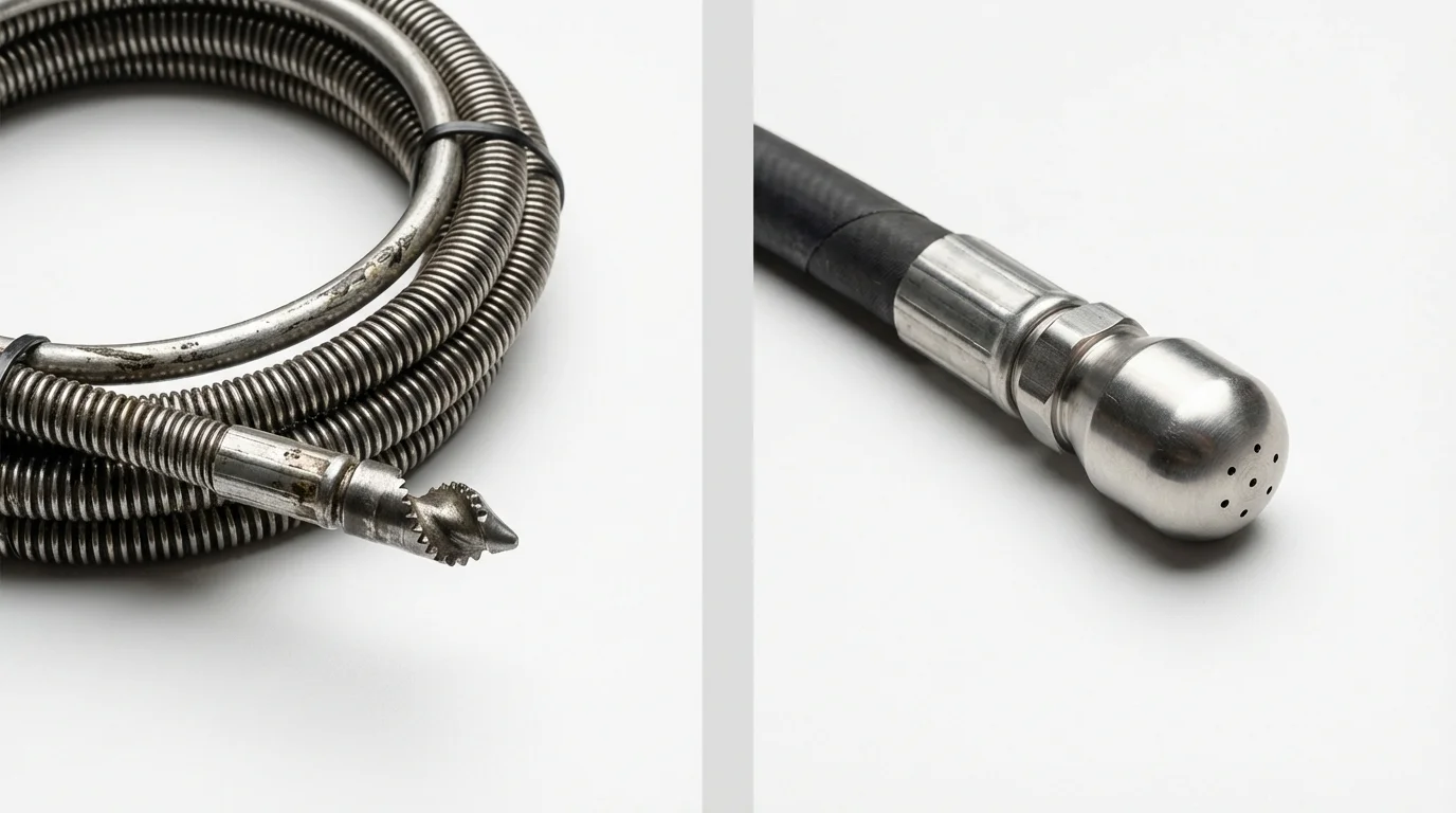 Drain snake cable and hydro jetting nozzle used for drain cleaning in Vanceburg, KY