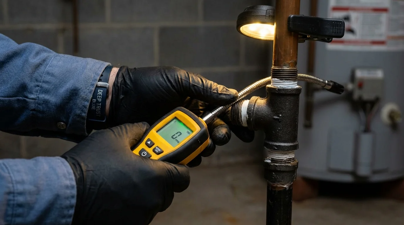 Gas leak detection with electronic sniffer by Johns Plumbing LLC in Vanceburg