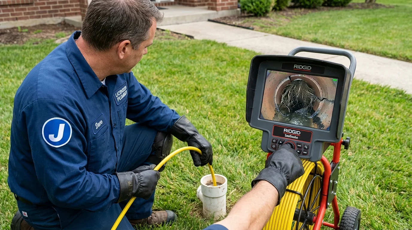 Sewer camera inspection being performed by Johns Plumbing LLC in Vanceburg