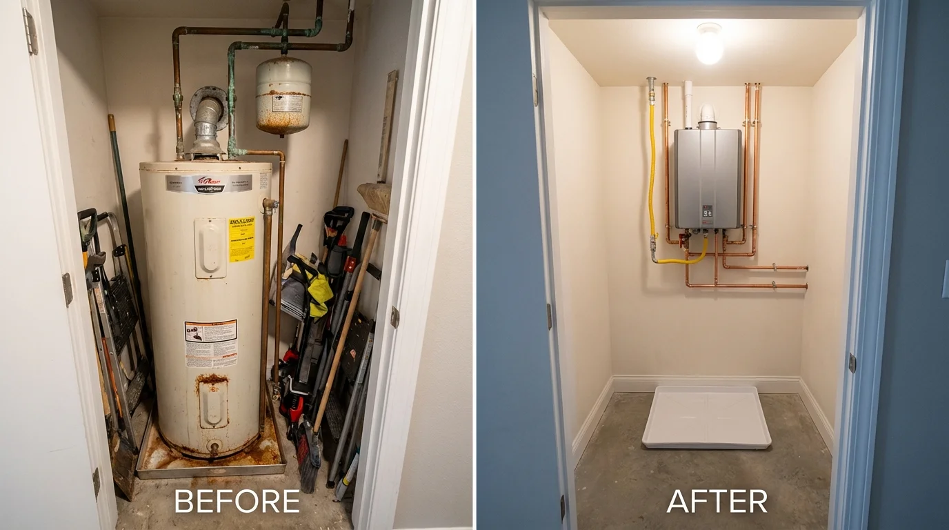 Tank water heater versus wall-mounted tankless unit comparison for Vanceburg, KY homeowners